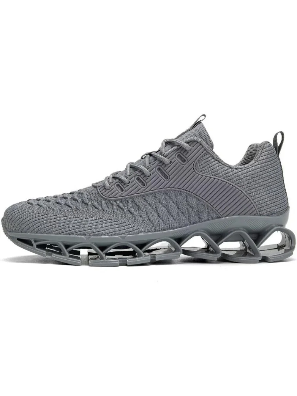 Men's Grey Comfort Non Slip Blade Tennis Athletic Trainer Slip on Sneaker Shoes
